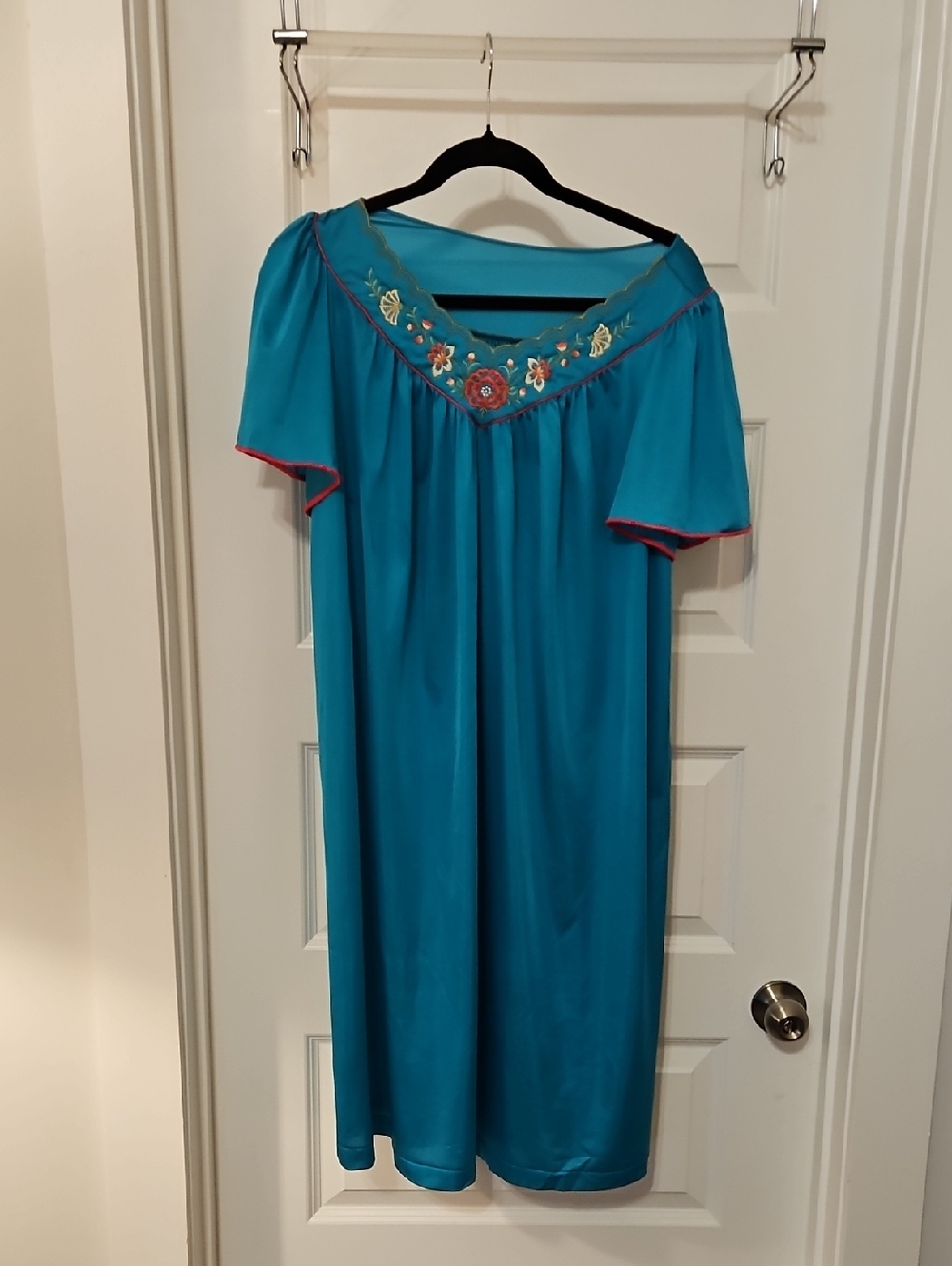 Turquoise Embroidered  Women's Pajamas.  So Soft And Silky!